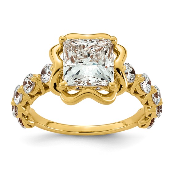 14ky 3 5/8ct Cert Princess Center Lab Grown Dia VS+ F+ Comp Ring