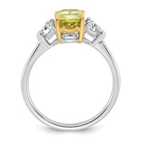 Emma Grace 14K Two-Tone 2.20 Carat Certified Lab Grown Diamond VS+ Long Cushion Vivid Yellow & VS+ F+ Trillion Complete Ring view 2
