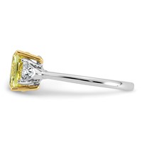 Emma Grace 14K Two-Tone 2.20 Carat Certified Lab Grown Diamond VS+ Long Cushion Vivid Yellow & VS+ F+ Trillion Complete Ring view 3