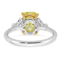 Emma Grace 14K Two-Tone 2.38 Carat Certified Lab Grown Diamond VS+ Long Cushion Vivid Yellow & VS+ F+ Trillion Complete Ring view 5