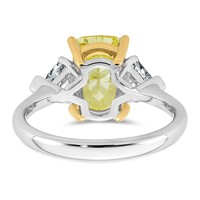 Emma Grace 14K Two-Tone 3.62 Carat Certified Lab Grown Diamond VS+ Long Cushion Vivid Yellow & VS+ F+ Trillion Complete Ring view 5