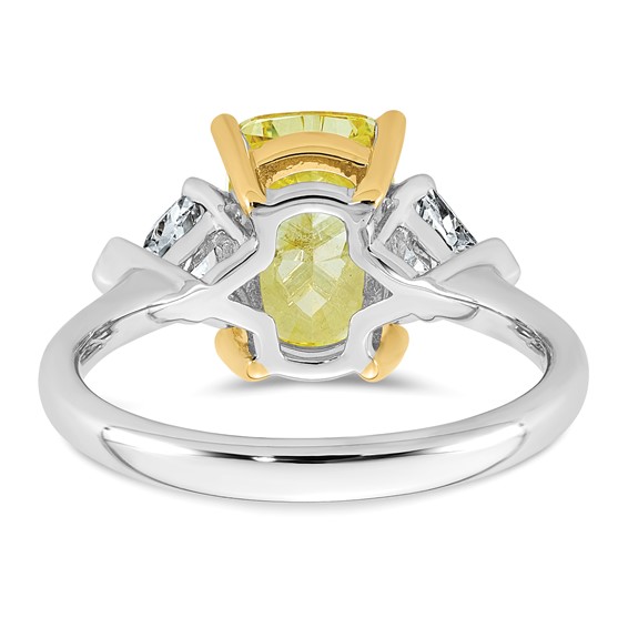 Emma Grace 14K Two-Tone 3 1/2 carat Certified Lab Grown Diamond VS+ Long Cushion Vivid Yellow & VS+ F+ Trapezoid Complete Ring