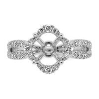 14K White Gold 0.50ct Lab Grown Dia VS+ F+ Round Center Semi Eng Ring view 4
