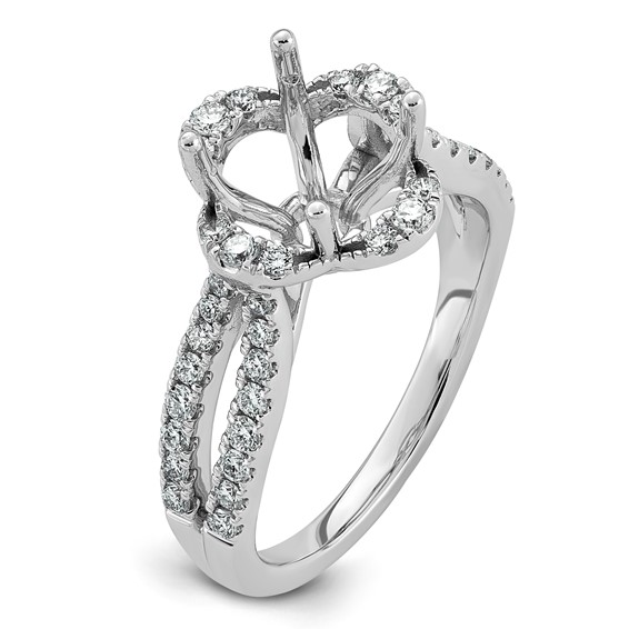 14kw 1/2ct Lab Grown Dia VS+ F+ Round Center Semi Eng Ring