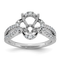 14K White Gold 0.50ct Lab Grown Dia VS+ F+ Round Center Semi Eng Ring view 1