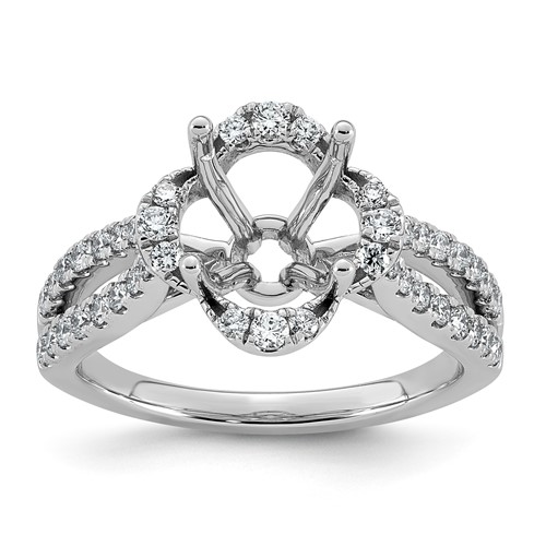 14K White Gold 0.50ct Lab Grown Dia VS+ F+ Round Center Semi Eng Ring