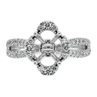 14K White Gold 0.50ct Lab Grown Dia VS+ F+ Oval Center Semi Eng Ring view 4
