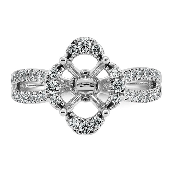 14kw 1/2ct Lab Grown Dia VS+ F+ Oval Center Semi Eng Ring