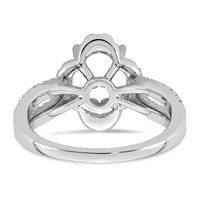 14K White Gold 0.50ct Lab Grown Dia VS+ F+ Oval Center Semi Eng Ring view 5