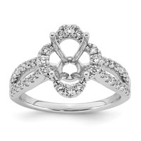 14K White Gold 0.50ct Lab Grown Dia VS+ F+ Oval Center Semi Eng Ring view 1