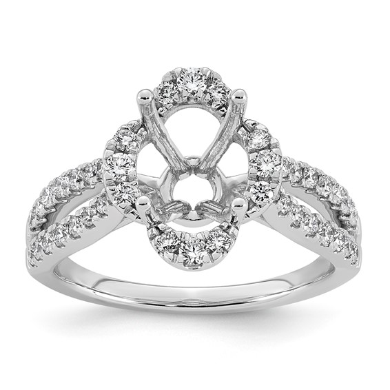 14kw 1/2ct Lab Grown Dia VS+ F+ Oval Center Semi Eng Ring