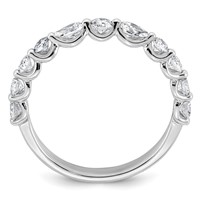 14K White Gold 0.88ct Lab Grown Dia VS+ F+ Round & Pear Comp Wedding Band view 2