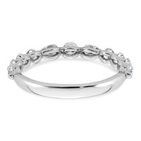 14K White Gold 0.88ct Lab Grown Dia VS+ F+ Round & Pear Comp Wedding Band view 5