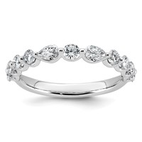 14K White Gold 0.88ct Lab Grown Dia VS+ F+ Round & Pear Comp Wedding Band view 1