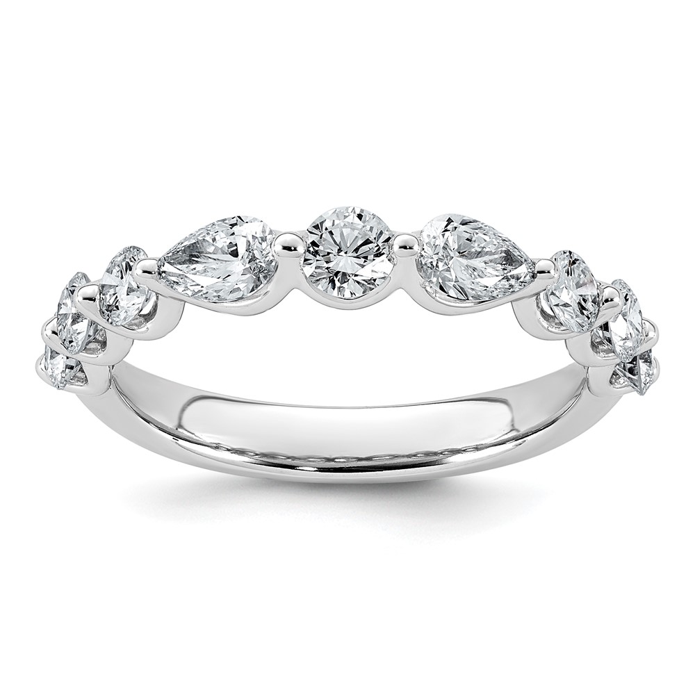 14K White Gold 1.25ct Lab Grown Dia VS+ F+ Round & Pear Comp Wedding Band