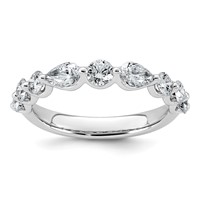 14K White Gold 1.25ct Lab Grown Dia VS+ F+ Round & Pear Comp Wedding Band view 1