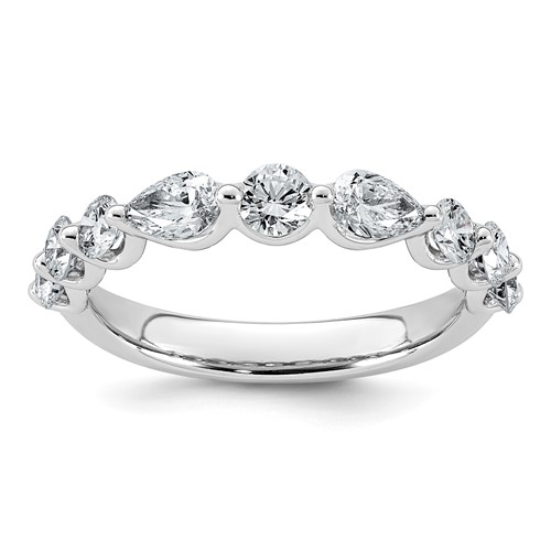 14K White Gold 1.25ct Lab Grown Dia VS+ F+ Round & Pear Comp Wedding Band