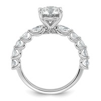 14K White Gold 2.25 Carat Certified Lab Grown Diamond VS+ F+ Round Center Ring with Round & Pear Sides Complete Engagement view 2