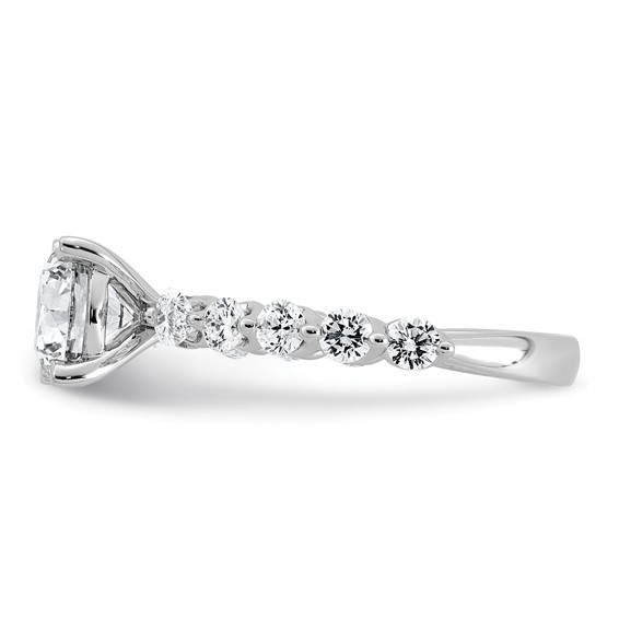 14k White Gold 2 1/4 carat Certified Lab Grown Diamond VS+ F+ Round Center with Round & Pear Sides Complete Engagement Ring