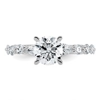 14K White Gold 2.25 Carat Certified Lab Grown Diamond VS+ F+ Round Center Ring with Round & Pear Sides Complete Engagement view 4
