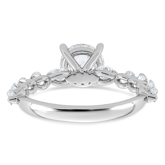 14k White Gold 2 1/4 carat Certified Lab Grown Diamond VS+ F+ Round Center with Round & Pear Sides Complete Engagement Ring