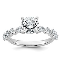 14K White Gold 2.25 Carat Certified Lab Grown Diamond VS+ F+ Round Center Ring with Round & Pear Sides Complete Engagement view 1