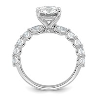 14K White Gold 2.75 Carat Certified Lab Grown Diamond VS+ F+ Round Center Ring with Round & Pear Sides Complete Engagement view 2
