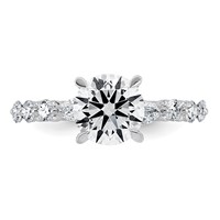 14K White Gold 2.75 Carat Certified Lab Grown Diamond VS+ F+ Round Center Ring with Round & Pear Sides Complete Engagement view 4