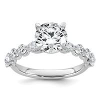 14K White Gold 2.75 Carat Certified Lab Grown Diamond VS+ F+ Round Center Ring with Round & Pear Sides Complete Engagement view 1