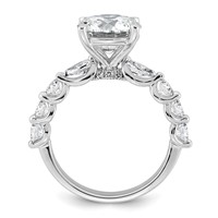 14K White Gold 4.12 Carat Certified Lab Grown Diamond VS+ F+ Round Center Ring with Round & Pear Sides Complete Engagement view 2