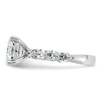 14K White Gold 4.12 Carat Certified Lab Grown Diamond VS+ F+ Round Center Ring with Round & Pear Sides Complete Engagement view 3