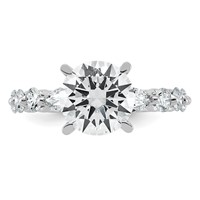 14K White Gold 4.12 Carat Certified Lab Grown Diamond VS+ F+ Round Center Ring with Round & Pear Sides Complete Engagement view 4