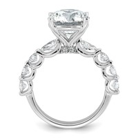 14K White Gold 5.12 Carat Certified Lab Grown Diamond VS+ F+ Round Center Ring with Round & Pear Sides Complete Engagement view 2