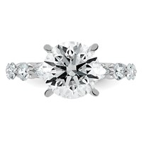14K White Gold 5.12 Carat Certified Lab Grown Diamond VS+ F+ Round Center Ring with Round & Pear Sides Complete Engagement view 4