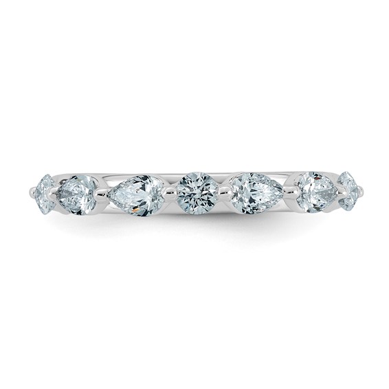 14kw 3/4ct Lab Grown Dia VS+ F+ Pear Shape Stones Comp Wedding Band