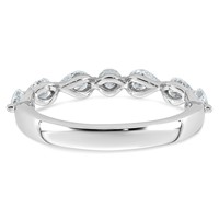 14K White Gold 0.75ct Lab Grown Dia VS+ F+ Pear Shape Stones Comp Wedding Band view 5