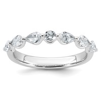 14K White Gold 0.75ct Lab Grown Dia VS+ F+ Pear Shape Stones Comp Wedding Band view 1