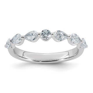 14kw 3/4ct Lab Grown Dia VS+ F+ Pear Shape Stones Comp Wedding Band