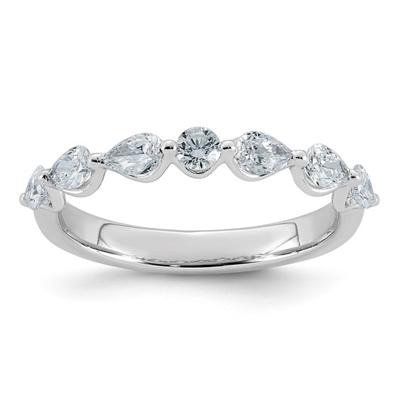 14kw 3/4ct Lab Grown Dia VS+ F+ Pear Shape Stones Comp Wedding Band