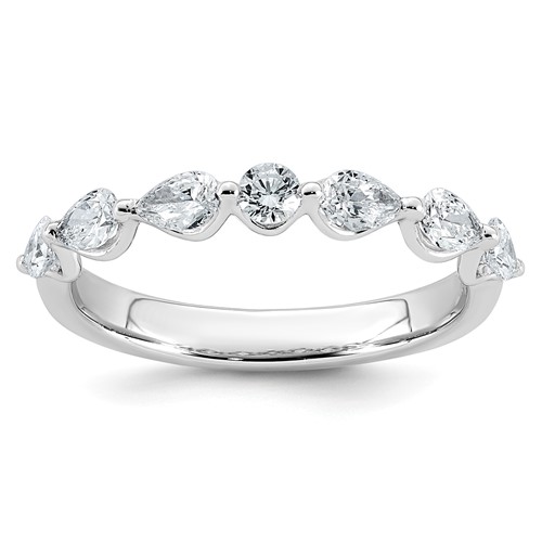 14K White Gold 0.75ct Lab Grown Dia VS+ F+ Pear Shape Stones Comp Wedding Band