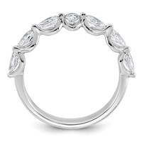 14K White Gold 0.88ct Lab Grown Dia VS+ F+ Pear Shape Stones Comp Wedding Band view 2