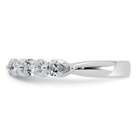 14K White Gold 0.88ct Lab Grown Dia VS+ F+ Pear Shape Stones Comp Wedding Band view 3