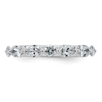 14K White Gold 0.88ct Lab Grown Dia VS+ F+ Pear Shape Stones Comp Wedding Band view 4