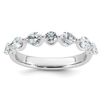 14K White Gold 0.88ct Lab Grown Dia VS+ F+ Pear Shape Stones Comp Wedding Band view 1