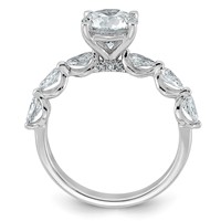 14K White Gold 2.20 Carat Certified Lab Grown Diamond VS+ F+ Round Center Ring with Pear Sides Complete Engagement view 2