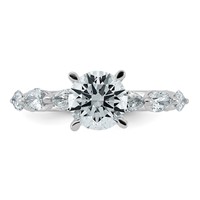 14K White Gold 2.20 Carat Certified Lab Grown Diamond VS+ F+ Round Center Ring with Pear Sides Complete Engagement view 4