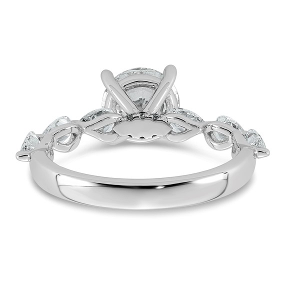 14k White Gold 2 1/5 carat Certified Lab Grown Diamond VS+ F+ Round Center with Pear Sides Complete Engagement Ring