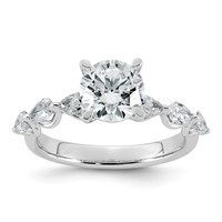 14K White Gold 2.20 Carat Certified Lab Grown Diamond VS+ F+ Round Center Ring with Pear Sides Complete Engagement view 1