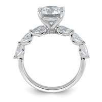 14K White Gold 2.75 Carat Certified Lab Grown Diamond VS+ F+ Round Center Ring with Pear Sides Complete Engagement view 2