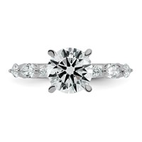 14K White Gold 2.75 Carat Certified Lab Grown Diamond VS+ F+ Round Center Ring with Pear Sides Complete Engagement view 4